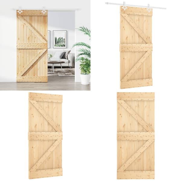 Skydedør med monteringssæt 90x210 cm massivt fyrretræ - Dør - Døre - Home & Living