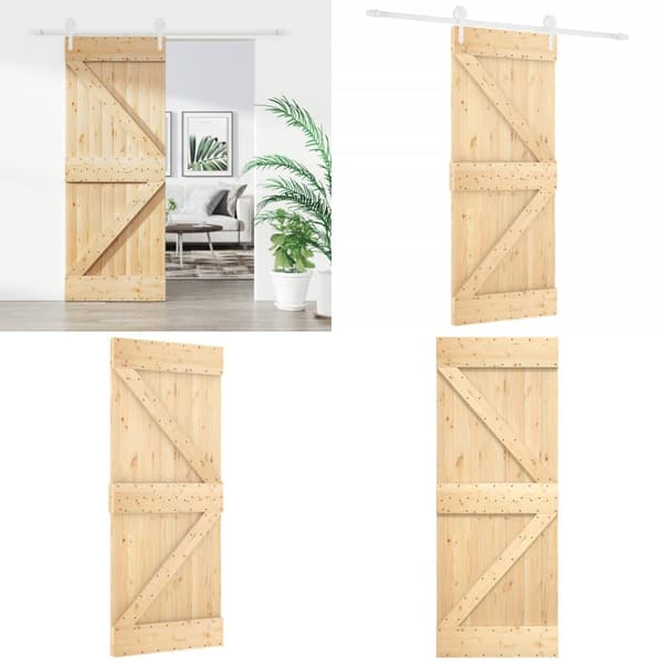 Skydedør med monteringssæt 80x210 cm massivt fyrretræ - Dør - Døre - Home & Living