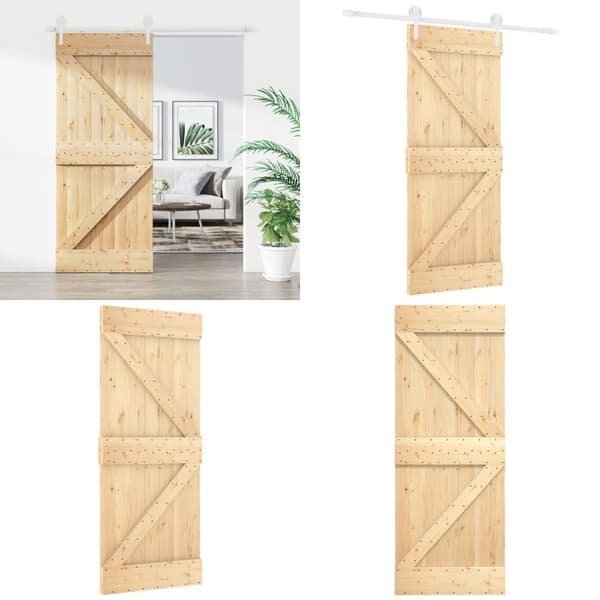 Skydedør med monteringssæt 85x210 cm massivt fyrretræ - Dør - Døre - Home & Living