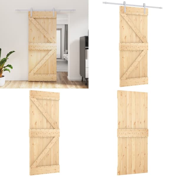 Skydedør med monteringssæt 85x210 cm massivt fyrretræ - Dør - Døre - Home & Living
