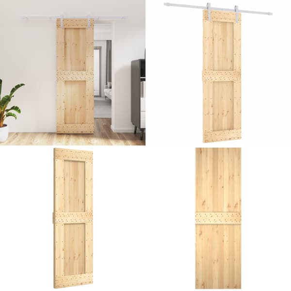 Skydedør med monteringssæt 70x210 cm massivt fyrretræ - Dør - Døre - Home & Living