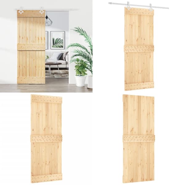 Skydedør med monteringssæt 85x210 cm massivt fyrretræ - Dør - Døre - Home & Living