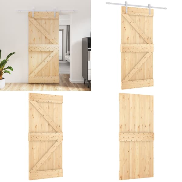 Skydedør med monteringssæt 90x210 cm massivt fyrretræ - Dør - Døre - Home & Living