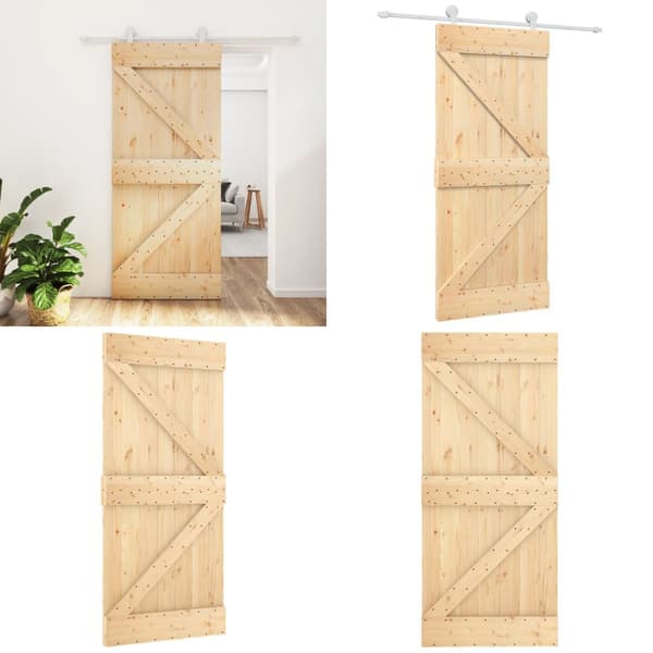 Skjutdörr med beslag 90x210 cm massiv furu - Ladugårdsdörr - Ladugårdsdörrar - Home & Living
