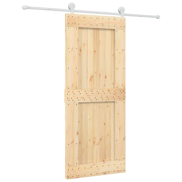 skydedør med monteringssæt 85x210 cm massivt fyrretræ