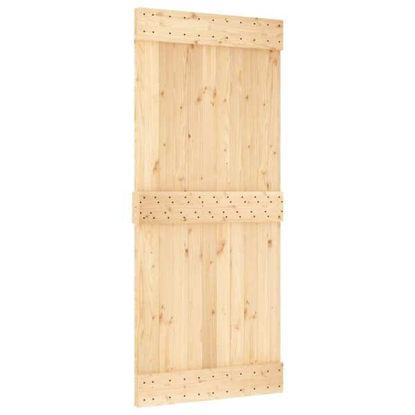 skydedør med monteringssæt 90x210 cm massivt fyrretræ