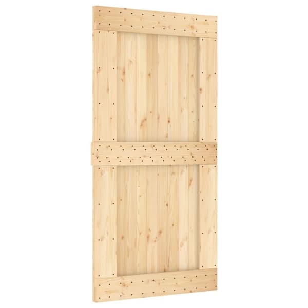 skydedør med monteringssæt 100x210 cm massivt fyrretræ