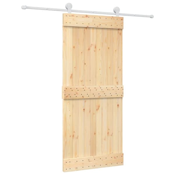 skydedør med monteringssæt 90x210 cm massivt fyrretræ