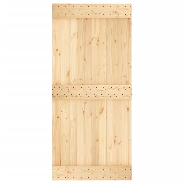 skydedør med monteringssæt 95x210 cm massivt fyrretræ