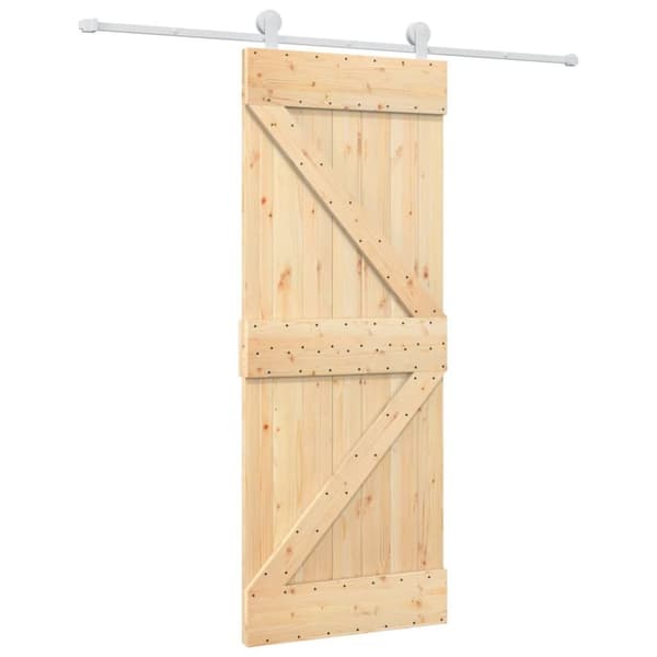 skydedør med monteringssæt 80x210 cm massivt fyrretræ