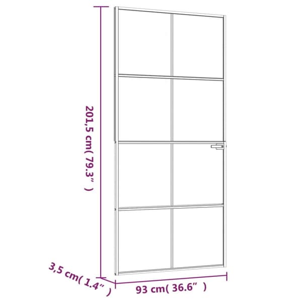 dør 93x201,5 cm hærdet glas og aluminium hvid