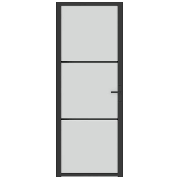 dør 76x201,5 cm mat glas og aluminium sort