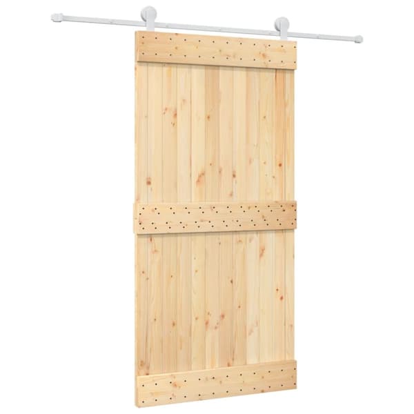 Skjutdörr med beslag 100x210 cm massiv furu