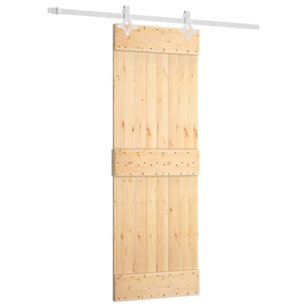 skydedør med monteringssæt 70x210 cm massivt fyrretræ