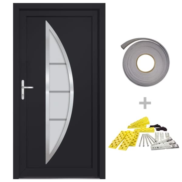 hoveddør 98x190 cm PVC antracitgrå