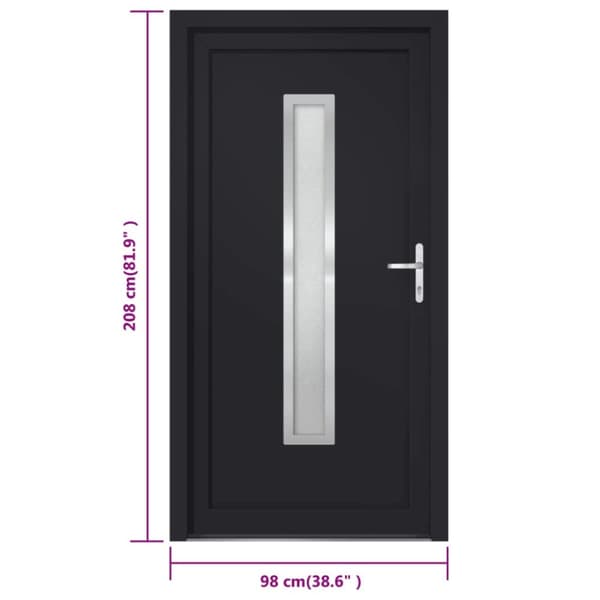 hoveddør 98x208 cm PVC antracitgrå