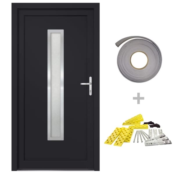 hoveddør 98x208 cm PVC antracitgrå