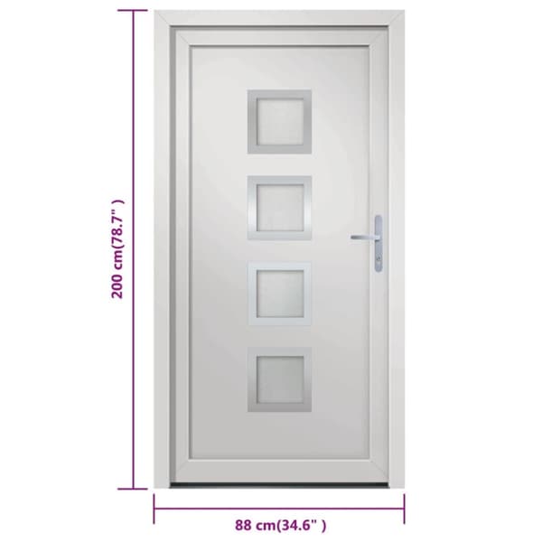 hoveddør 88x200 cm PVC hvid
