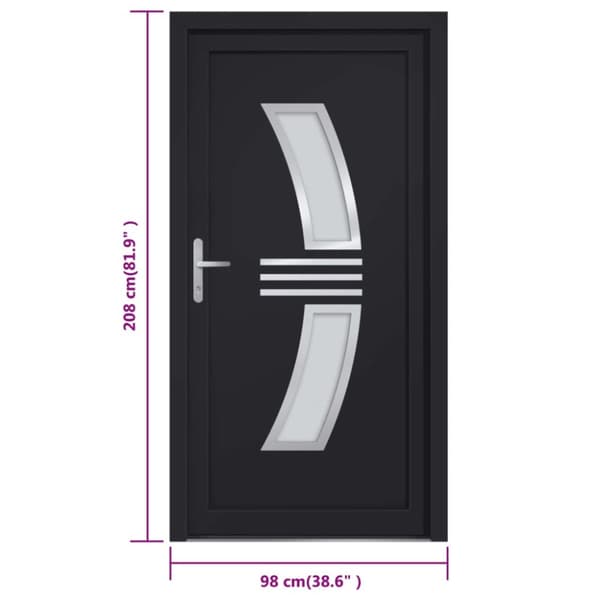 hoveddør 98x208 cm PVC antracitgrå