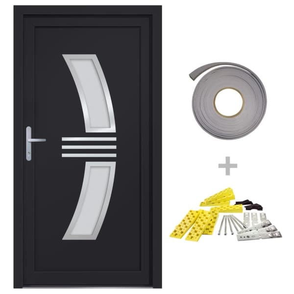 hoveddør 98x208 cm PVC antracitgrå