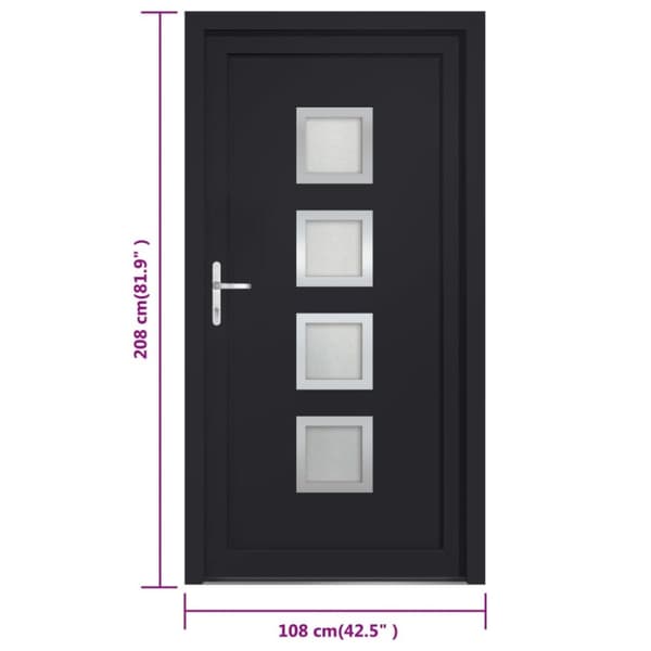 hoveddør 108x208 cm PVC antracitgrå