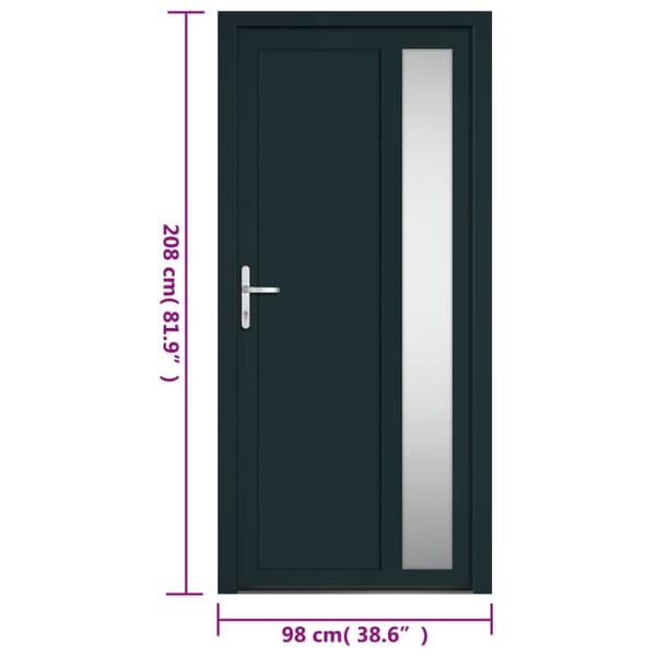 hoveddør 98x208 cm PVC antracitgrå