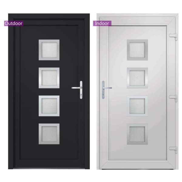 hoveddør 98x190 cm PVC antracitgrå