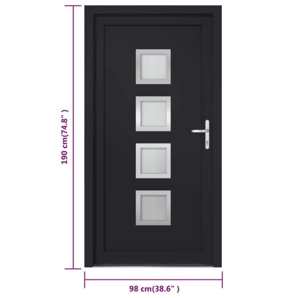 hoveddør 98x190 cm PVC antracitgrå