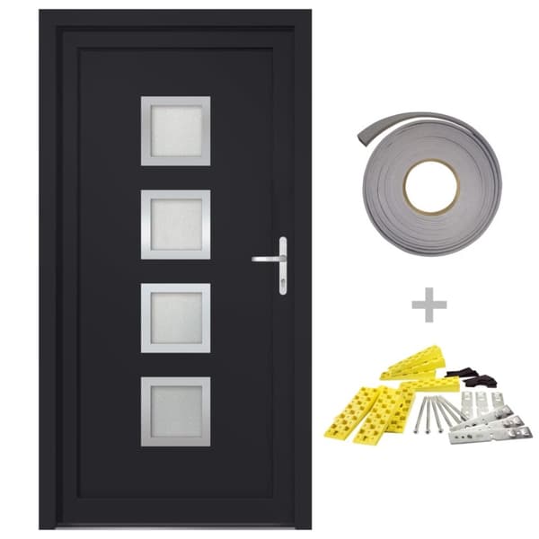 hoveddør 98x190 cm PVC antracitgrå