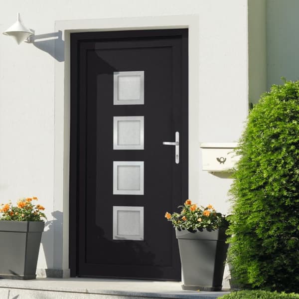 hoveddør 98x190 cm PVC antracitgrå