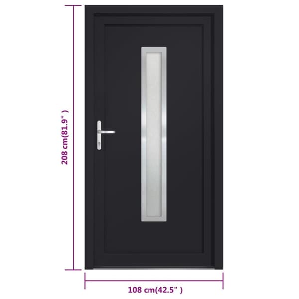 hoveddør 108x208 cm PVC antracitgrå