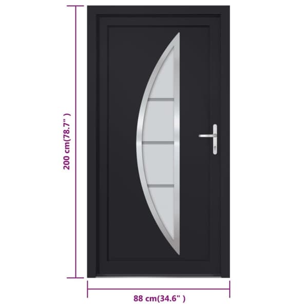 hoveddør 88x200 cm PVC antracitgrå