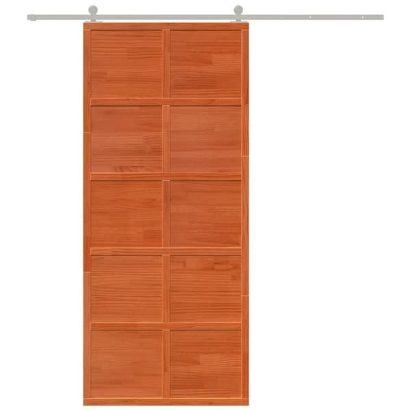 vidaXL Låvedør voksbrun 90x208 cm heltre furu