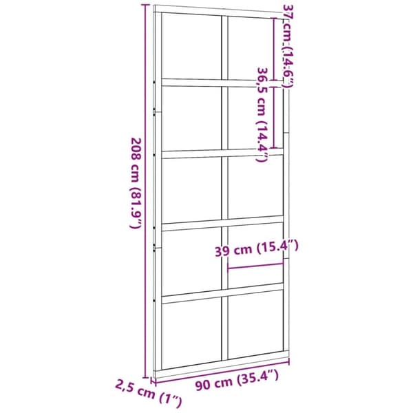 vidaXL Låvedør voksbrun 90x208 cm heltre furu