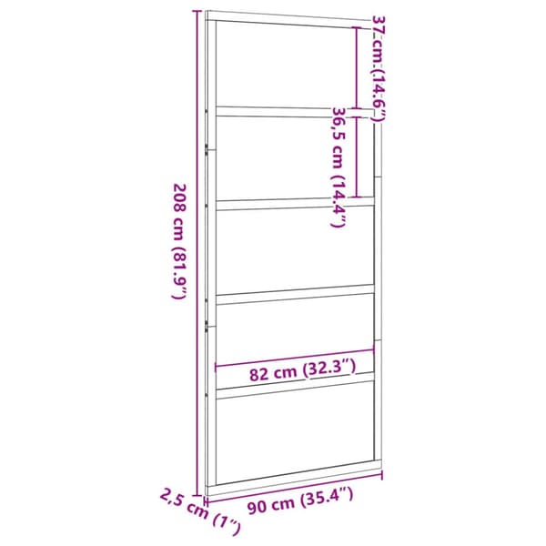 skydedør 90x208 cm massivt fyrretræ
