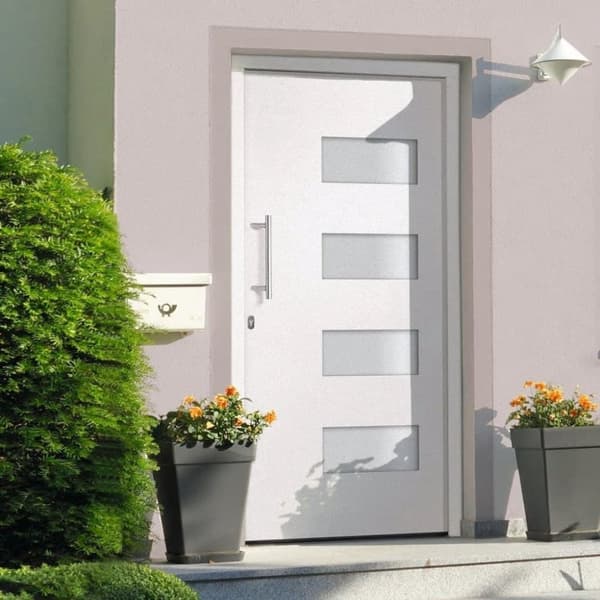 hoveddør 110x210 cm aluminium og PVC hvid