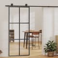 Miniatyrbild 1 av 2: Skjutdörr ESG-glas och aluminium 90x205 cm svart