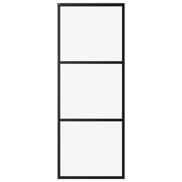 Skjutdörr ESG-glas och aluminium 76x205 cm svart