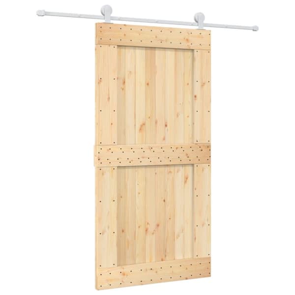 Skjutdörr med beslag 100x210 cm massiv furu