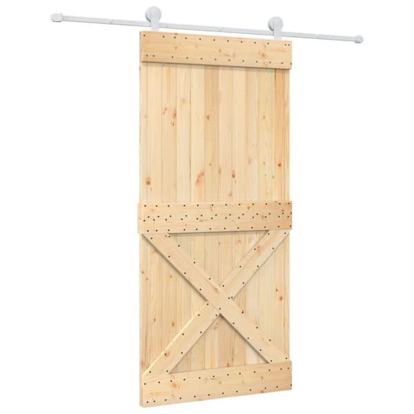Skjutdörr med beslag 95x210 cm massiv furu
