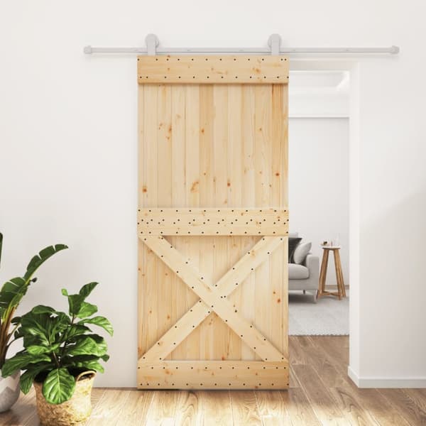Skjutdörr med beslag 95x210 cm massiv furu