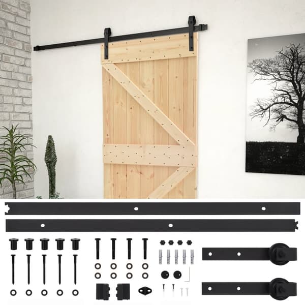 Skjutdörr med beslag 90x210 cm massiv furu