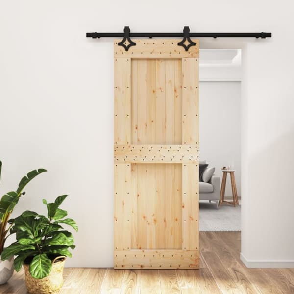 Skjutdörr med beslag 80x210 cm massiv furu