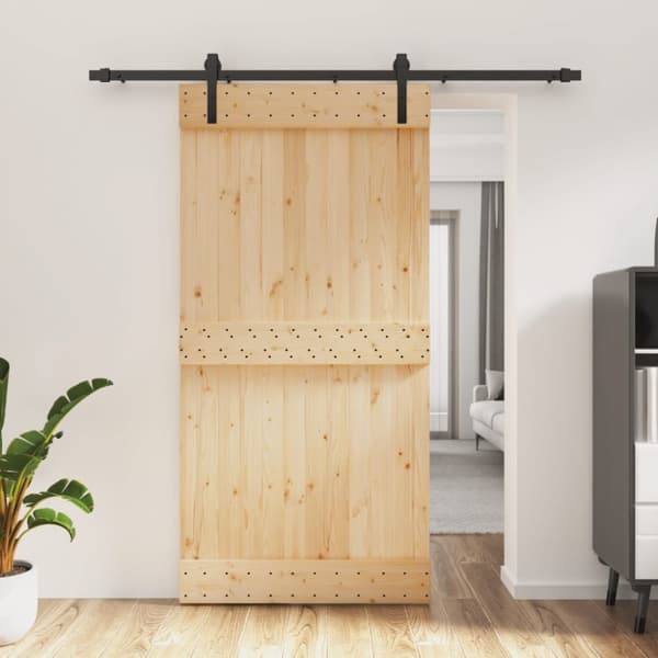 Skjutdörr med beslag 100x210 cm massiv furu