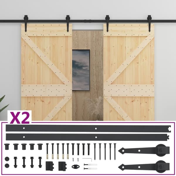 Skjutdörr med beslag 90x210 cm massiv furu
