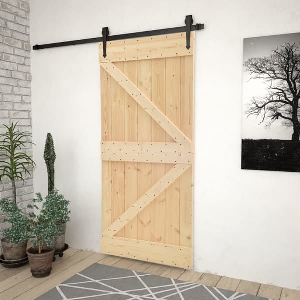 Skjutdörr med beslag 80x210 cm massiv furu