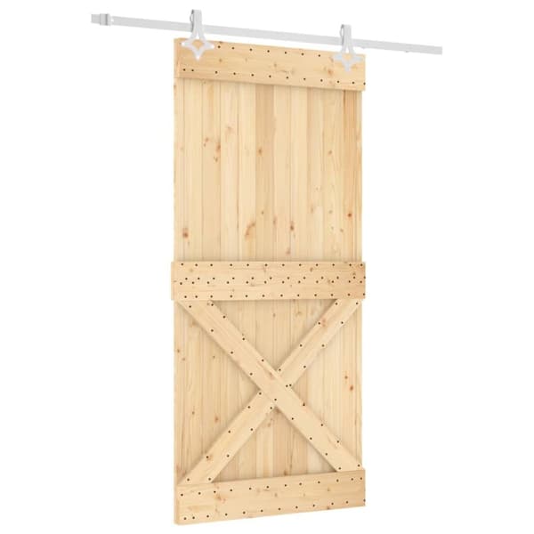 Skjutdörr med beslag 95x210 cm massiv furu