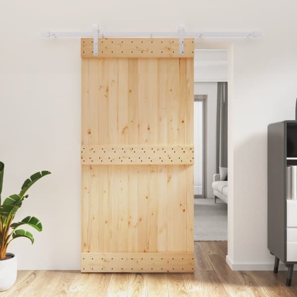 Skjutdörr med beslag 100x210 cm massiv furu