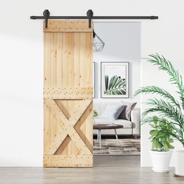 Skjutdörr med beslag 70x210 cm massiv furu