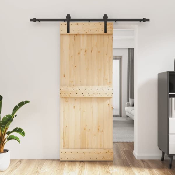 Skjutdörr med beslag 80x210 cm massiv furu